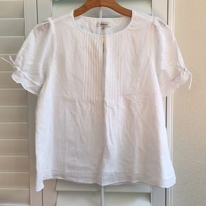 Madewell Cotton Short Sleeve Pin Tucked Top